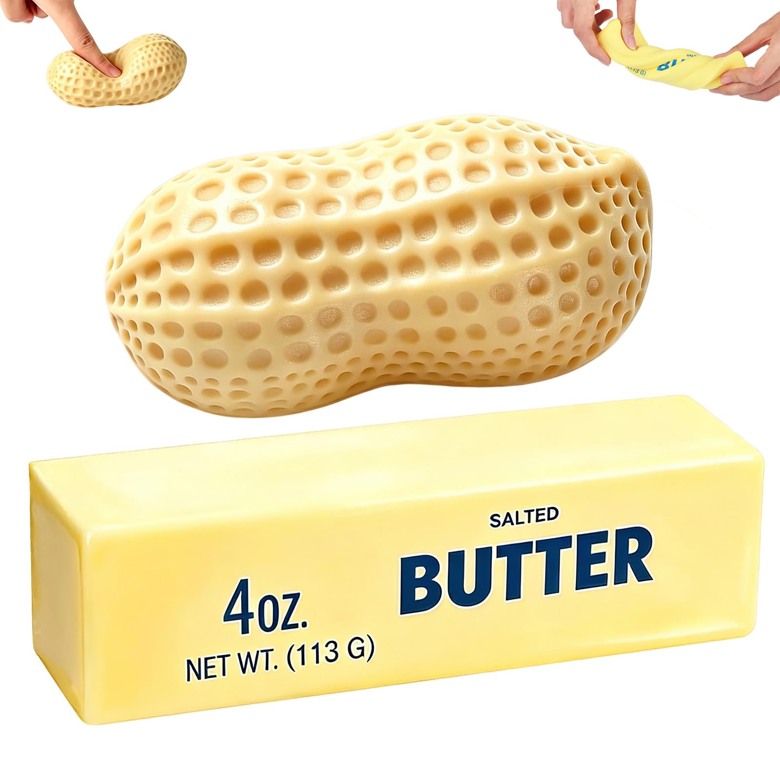2Pcs Butter & Peanut Squishy Set, Soft Realistic Butter Peanut Squishy Toys — image 1