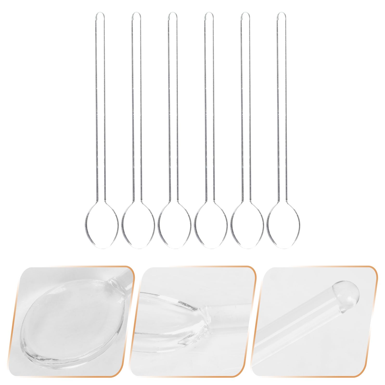 Operitacx Juego de 12 cucharas de cristal resistentes al calor, 14,20 cm, reutilizables, para café, té, cócteles y postres, con mango ergonómico