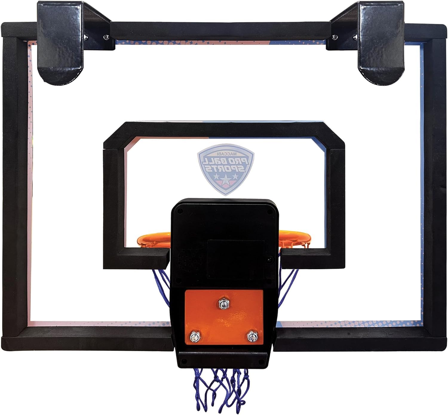 Maccabi Art - Premium Electronic Over-The-Door Basketball Set - Clear Backboard, Electronic Scoreboard, and Easy Installation