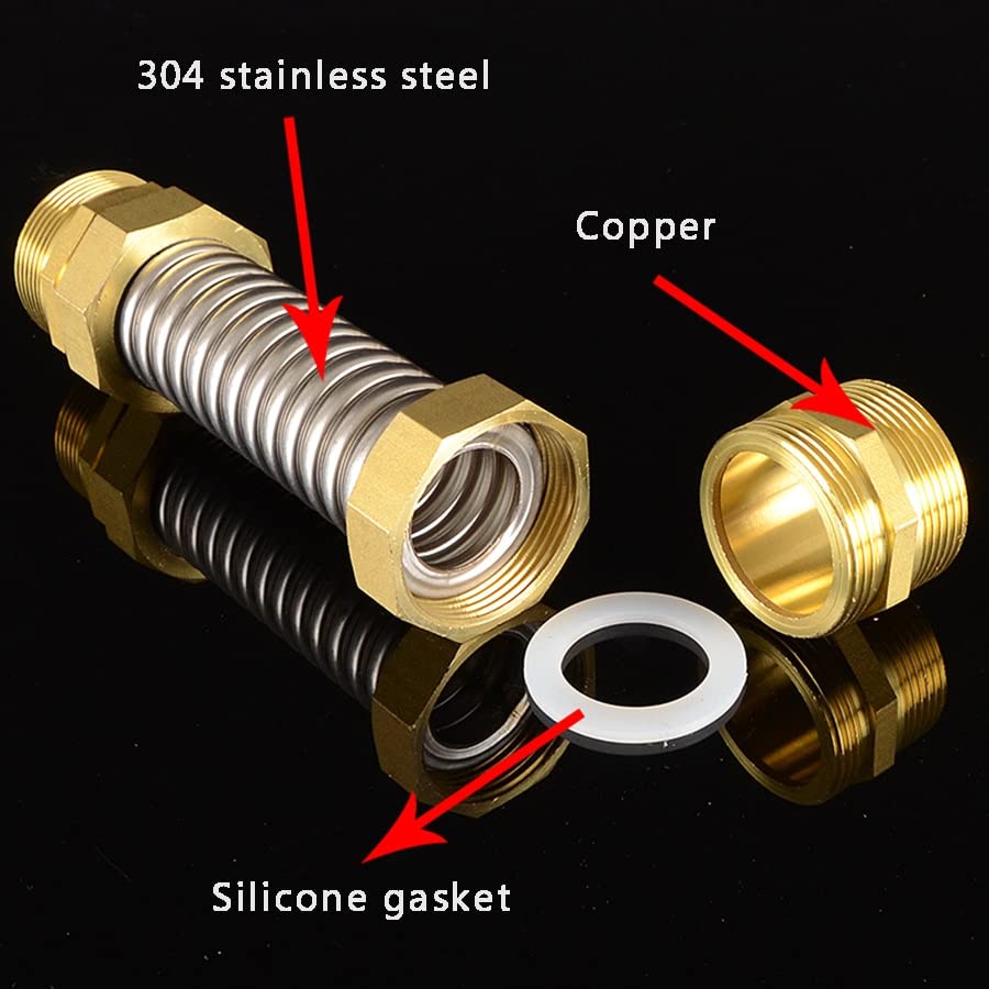 Adapter do węża ogrodowego DN35 40 50 6 BSP miedziany gwint zewnętrzny ze stali nierdzewnej 304 miech wentylator cewka centralna klimatyzacja wąż wlotowy wody (kolor: DN32 l 1-1l4, długość: 400 mm)