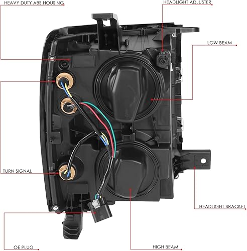 Miniatura 6 de DNA MOTORING HL-OH-CSIL14-BK-AM - Faros delanteros color ámbar negro compatibles con Silverado 1500 2014-2015