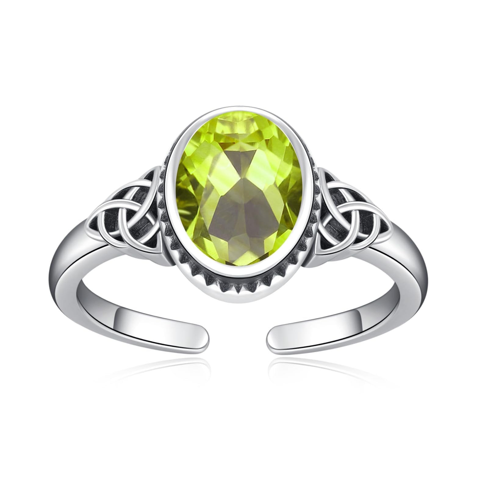 OHAYOO Keltische Ring 925 Silber Damen Verstellbar Vintage Ringe mit Geburtsstein Stein Edelstein Schmuck für Damen Frauen Mutter