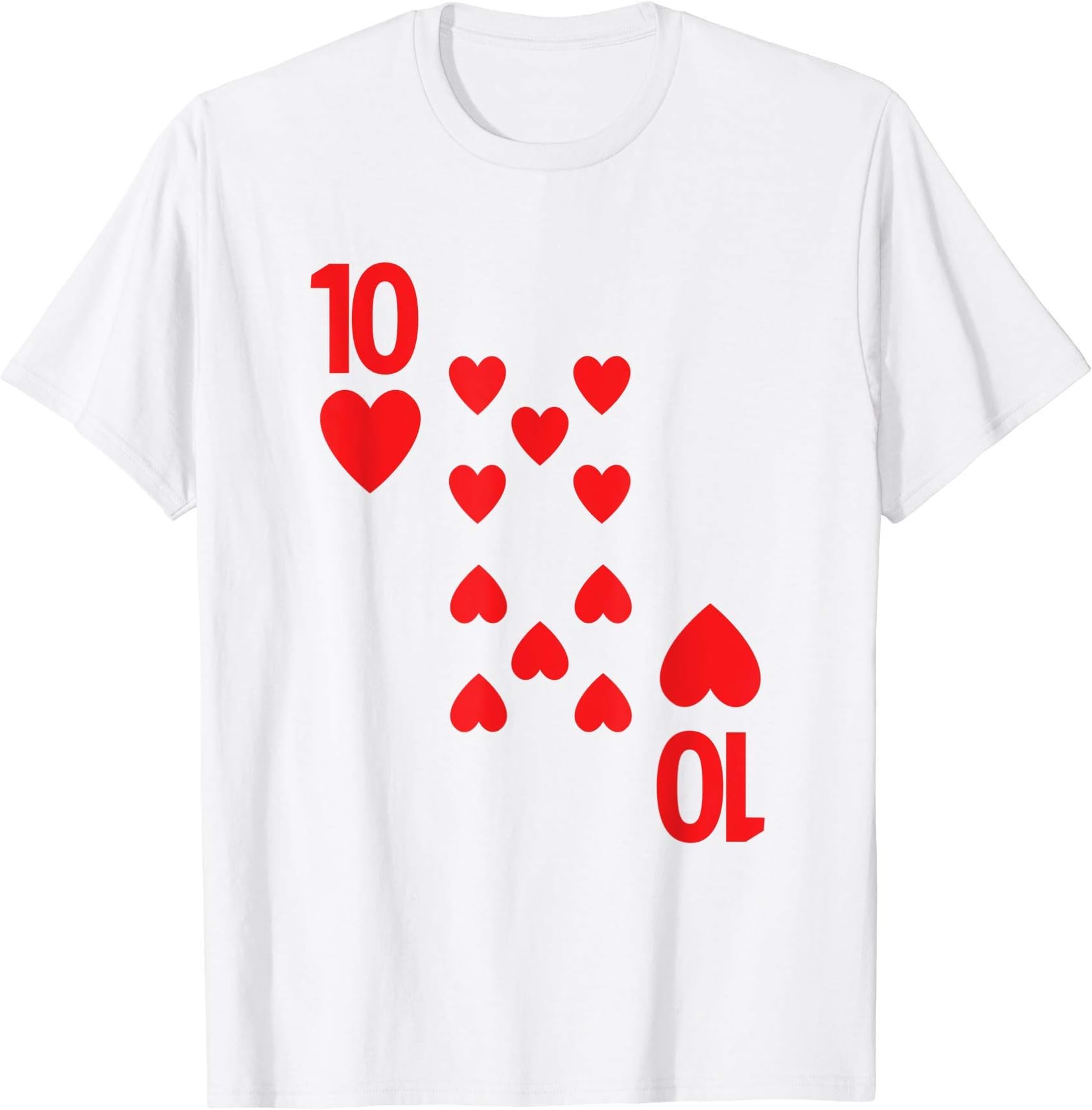 Ten of Hearts Tshirt poker playing card group costume shirt T-Shirt