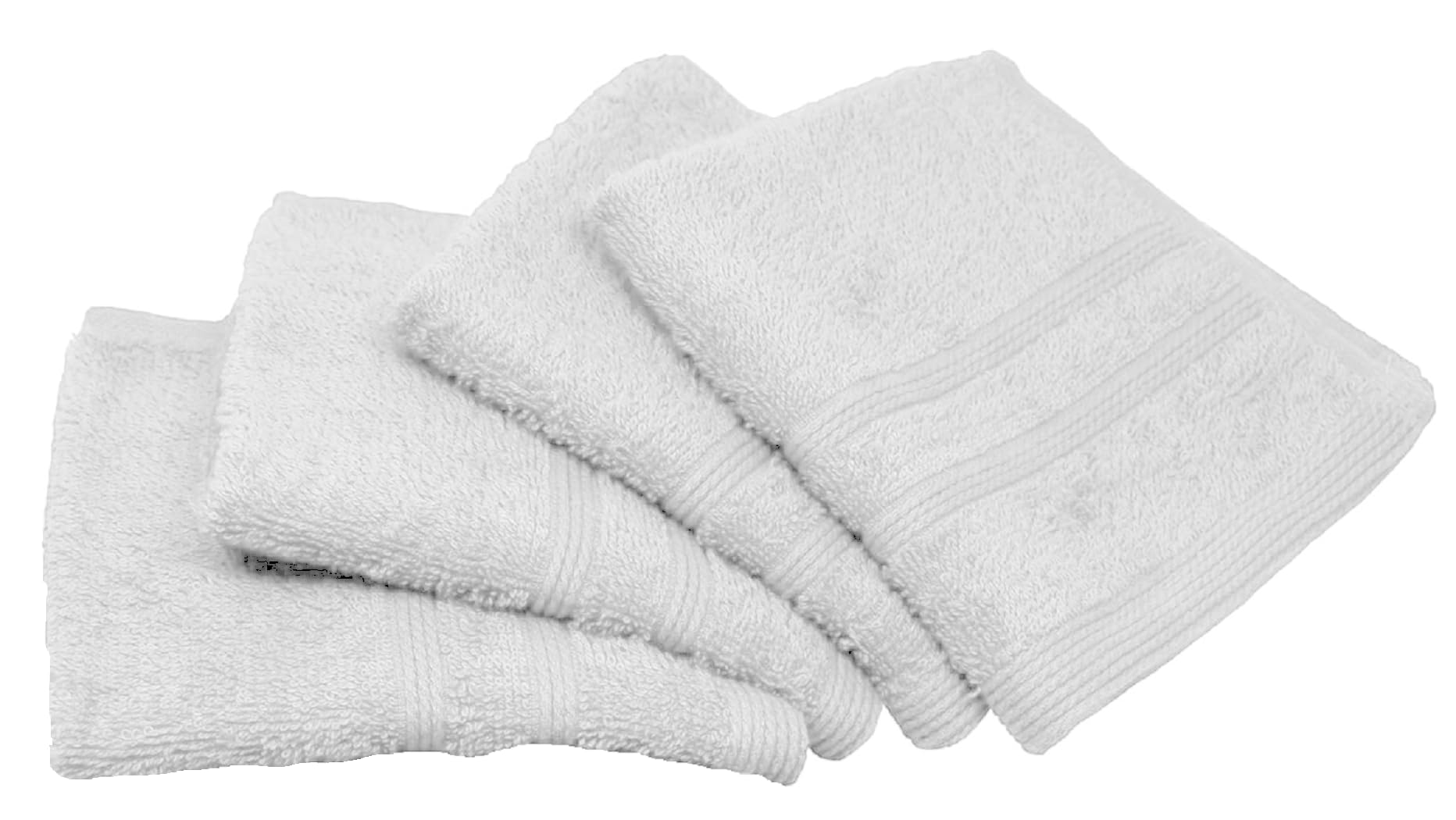 EDB Pack of 4 Face Cloth 100% Egyptian Cotton Luxury Super Soft Flannel Washcloth Set Gym, Golf, Spa Quick Dry Hotel Quality Fingertip Face Towels 500-GSM (White)