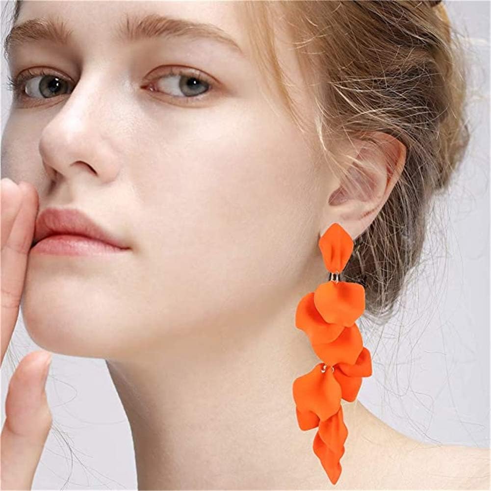 Long Acrylic Rose Petal Earrings Dangle Exaggerated Flower Statement Floral Tassel Drop Earrings for Women Party, Daily Wear - Image 3