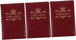 NUOBESTY 3pcs Coin Storage Book Currency Album Bookshelf Decoration Leather Photo Album Coin Album Coin Pockets Commemorative Exquisite Coin Book Coin Display Holder Coin Collecting Book Pu