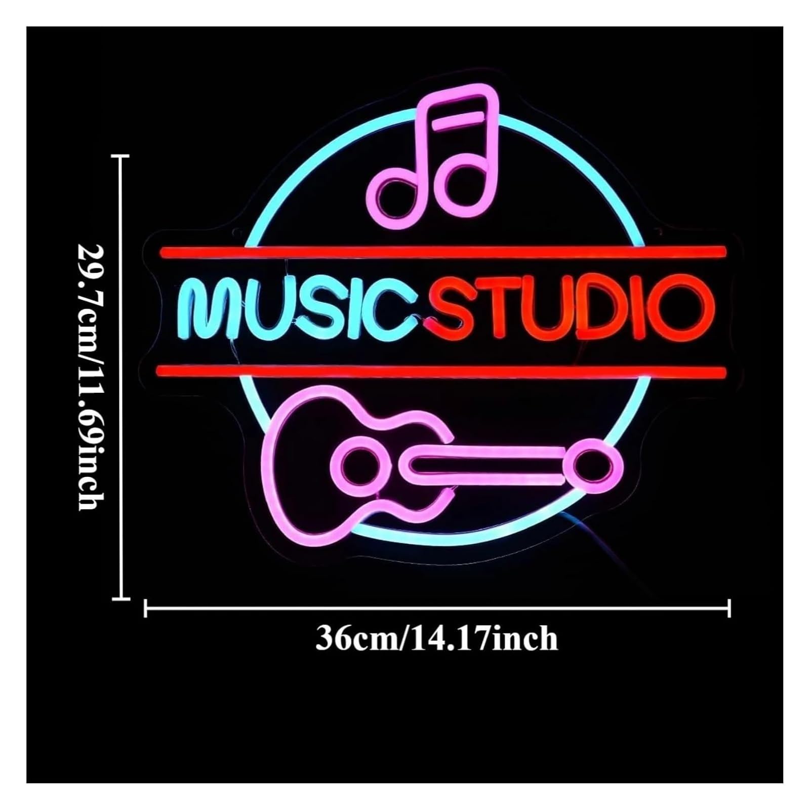 Letrero de neón para estudio música, con alimentación eléctrica, Para ideal para decorar una ventana