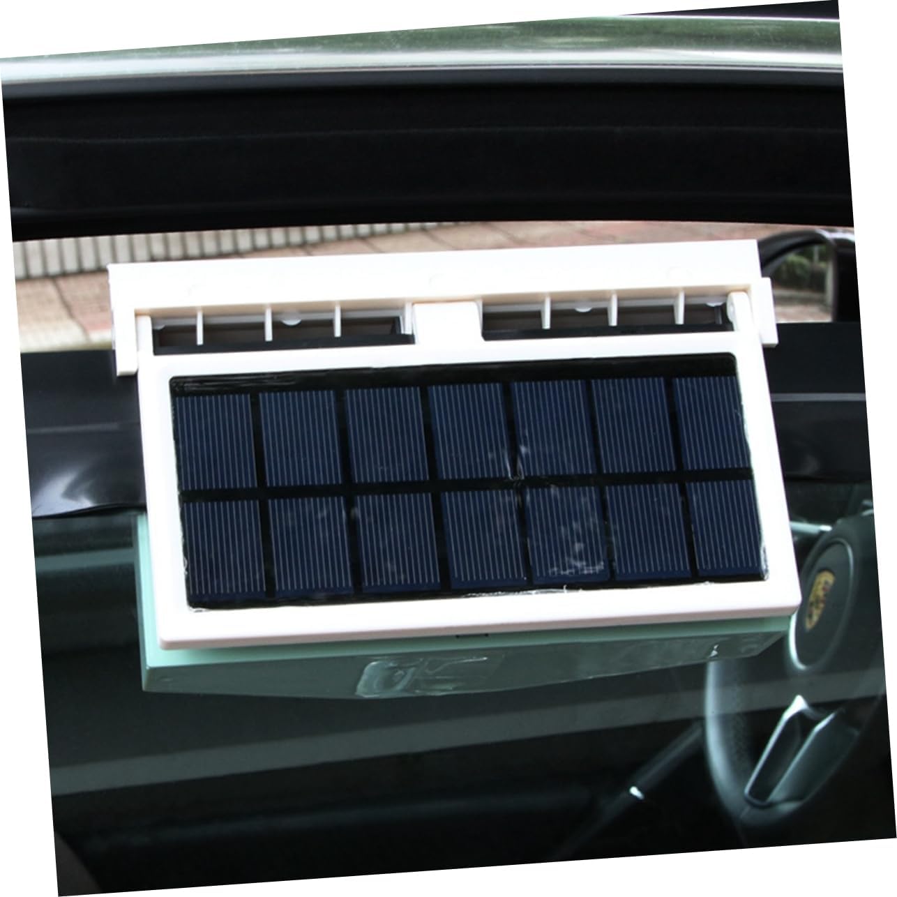POPETPOP Solar Car Cooling Fan with Rechargeable Battery and Solar Panel Double Duct for Front and Rear Window Compact White Auto Ventilation System for Cars Trucks and Boats