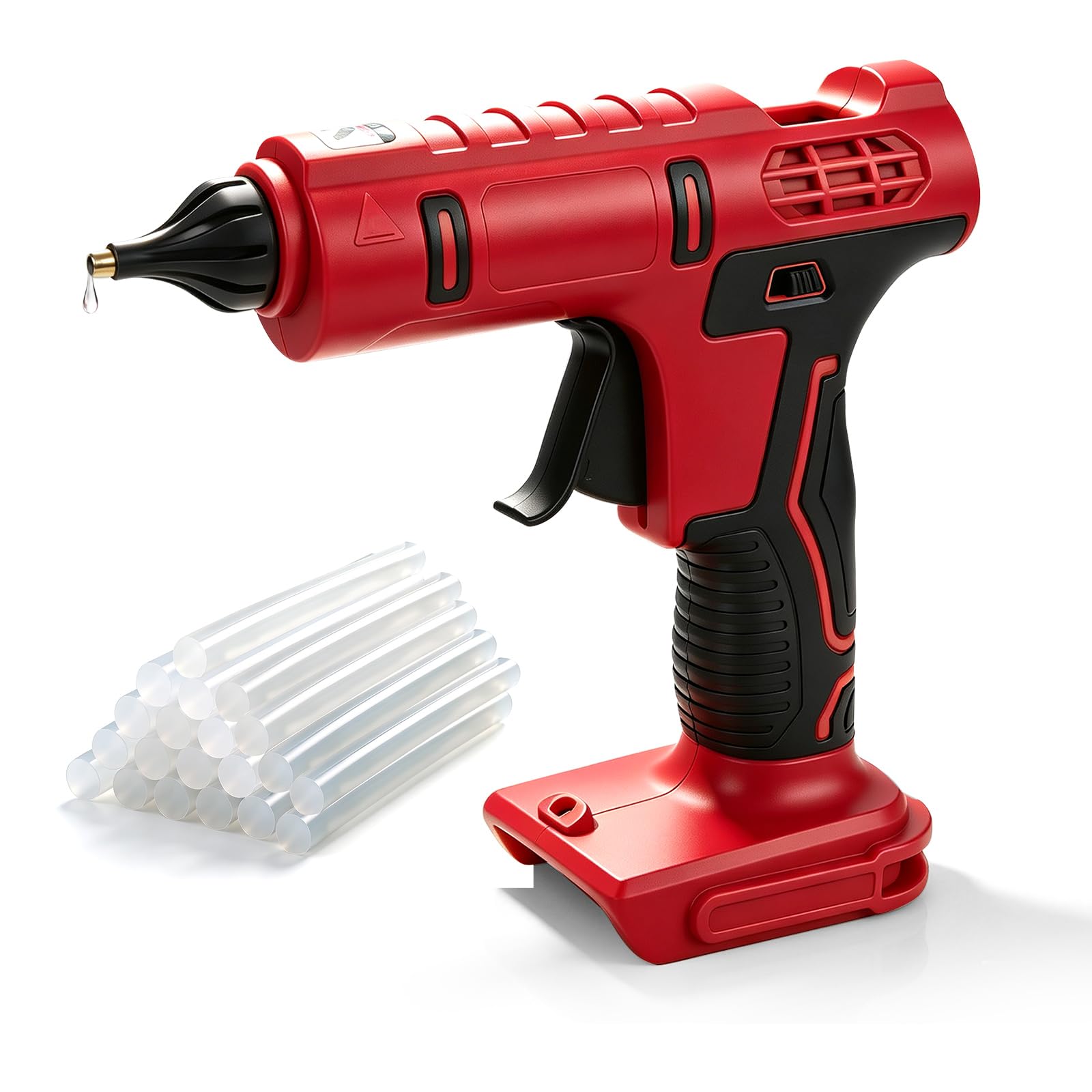 Battery Hot Glue Gun Compatible with Milwaukee m18, Hot Glue Melt Gun with 20 Pieces 11mm Glue Sticks, Ideal for Repairs, Crafts, DIY (Red for Milwaukee)
