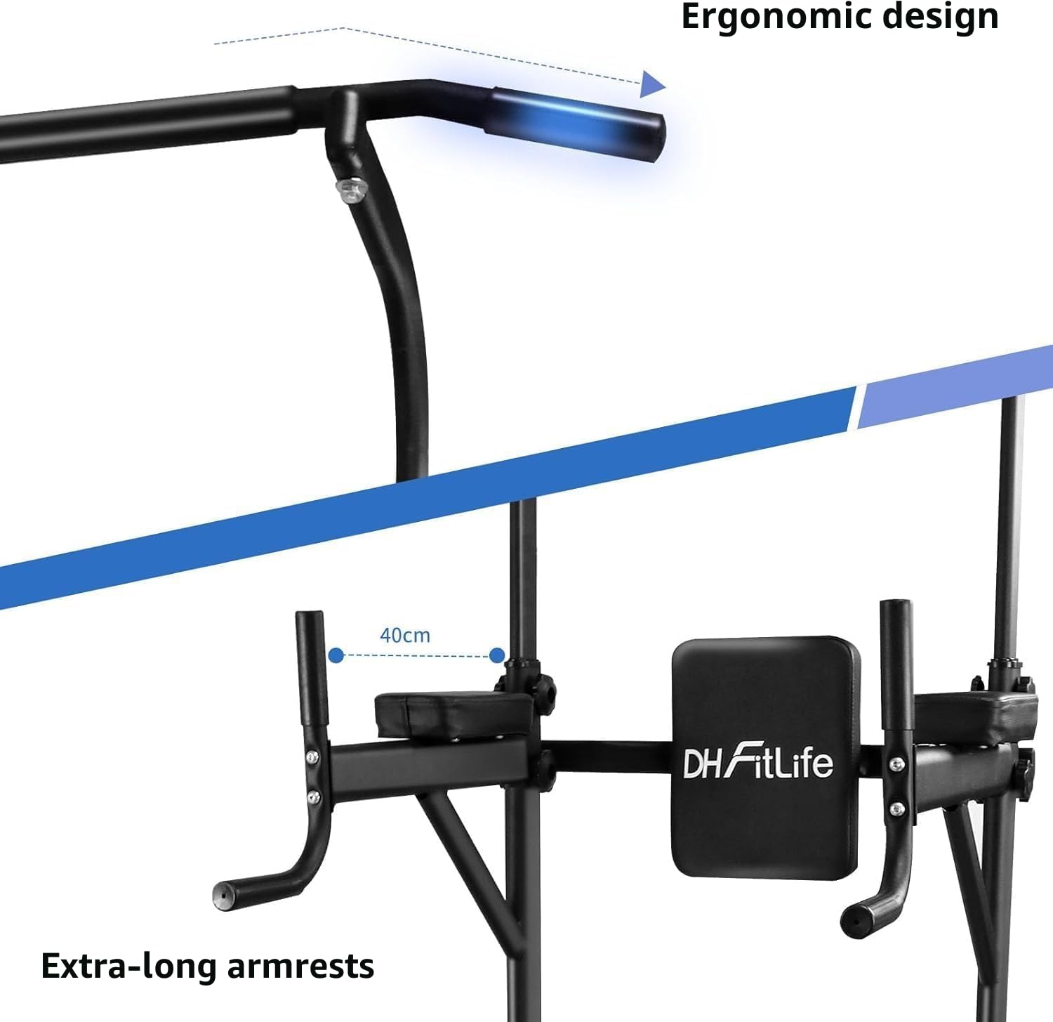 DH FitLife Power Tower Dip Station Équipements de sport avec barre de traction, barres de dip et dos, Station de musculation, Station de fitness, Chaise romaine musculation, Power Rack pour la maison