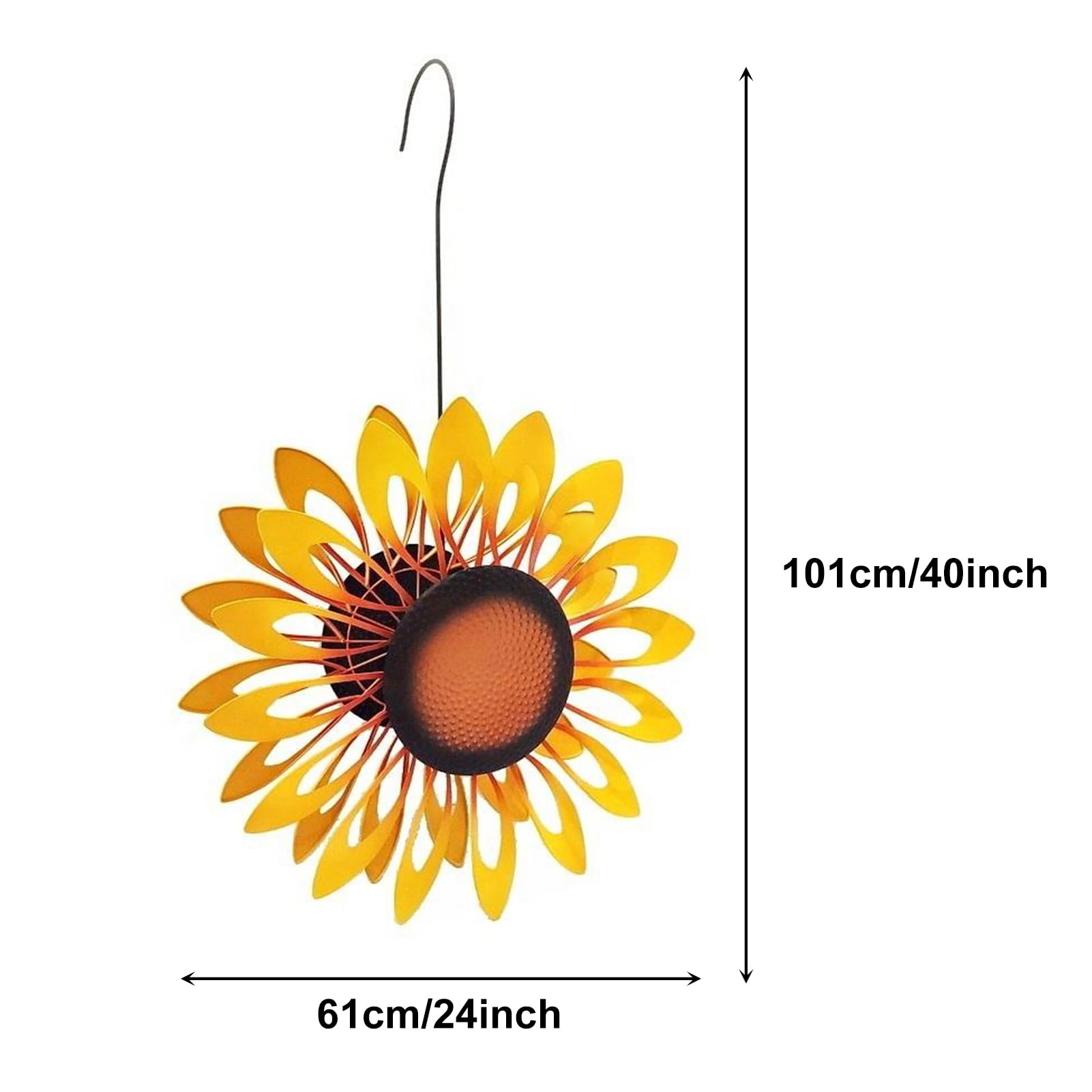 Girandola a Vento in Metallo da Appendere,Mulino a Vento di Girasole,sculture e Girandole a Vento cinetico,Mulini A Vento Decorazione per terrazze Esterne,61 * 101 cm (W * H)