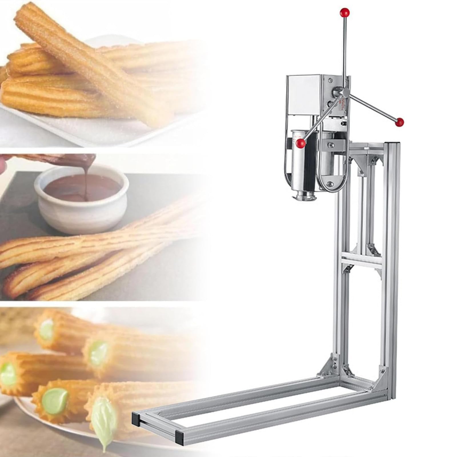 Churro Maker - Macchina manuale a manovella in acciaio inox, con 4 ugelli, per uso domestico