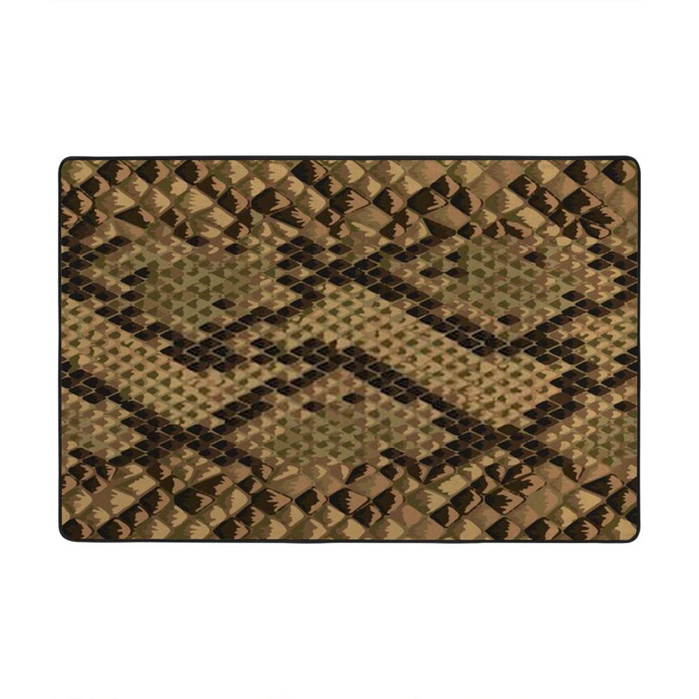Tapis en peau de serpent Ruchen marron en velours corail de 152.4x99cm pour salon et bureau