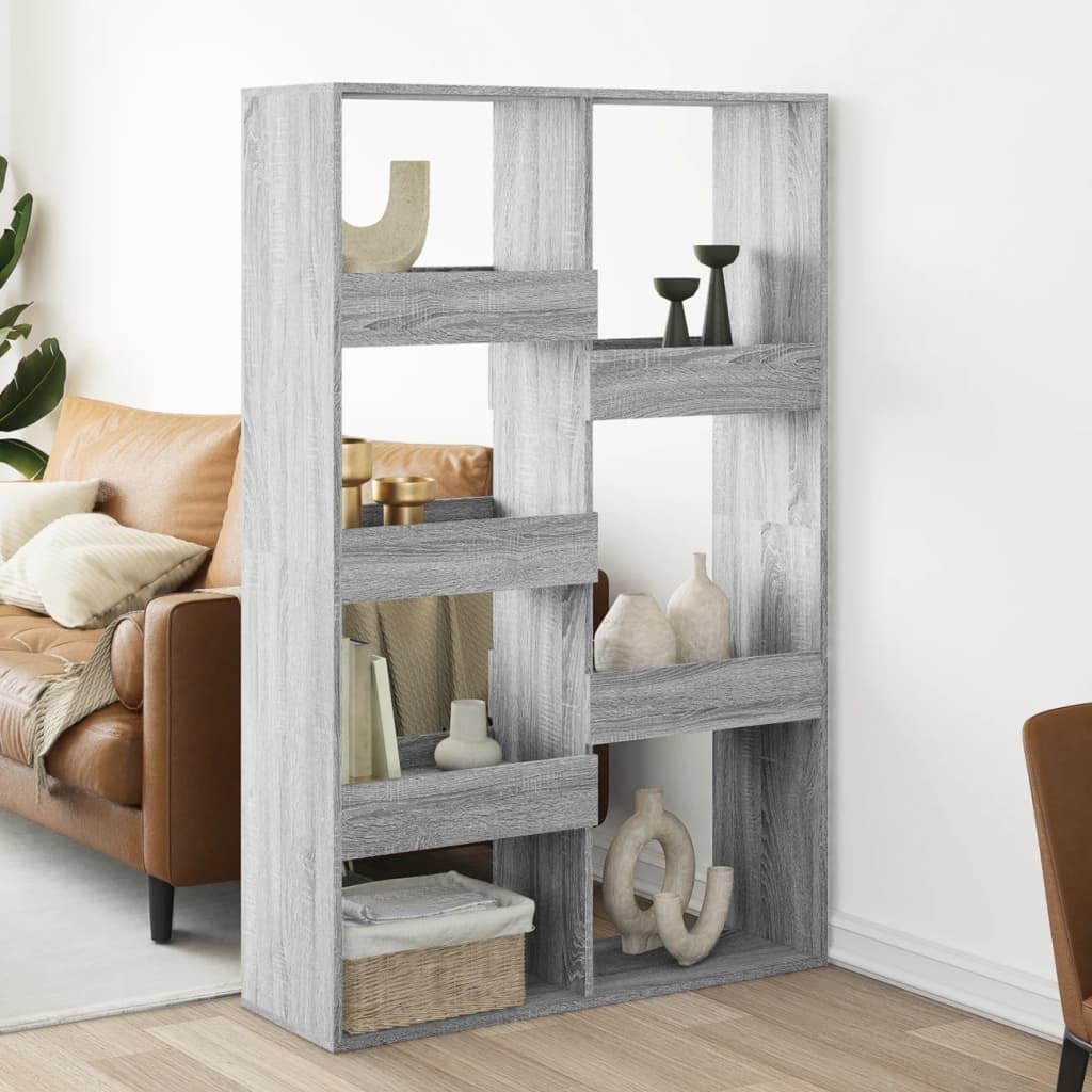 Divisorio per ambienti con ripiani - Scaffale divisorio in legno a 7 livelli per libri, riviste e decorazioni per la casa o l'ufficio
