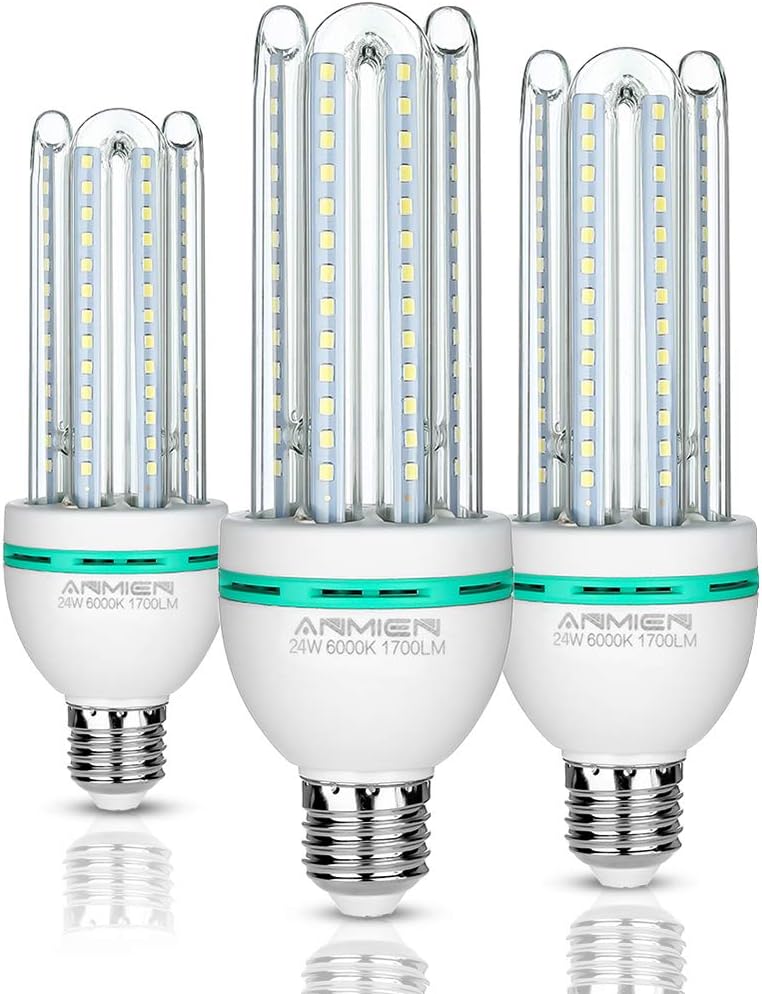 LED Light Bulbs 24W,ANMIEN 220Watt Light Bulbs with 6000K Daylight E27/E26 Socket,2370 Lumens Not-Dimmable Led Corn Bulb for Home Lighting Decorative(3PACK)