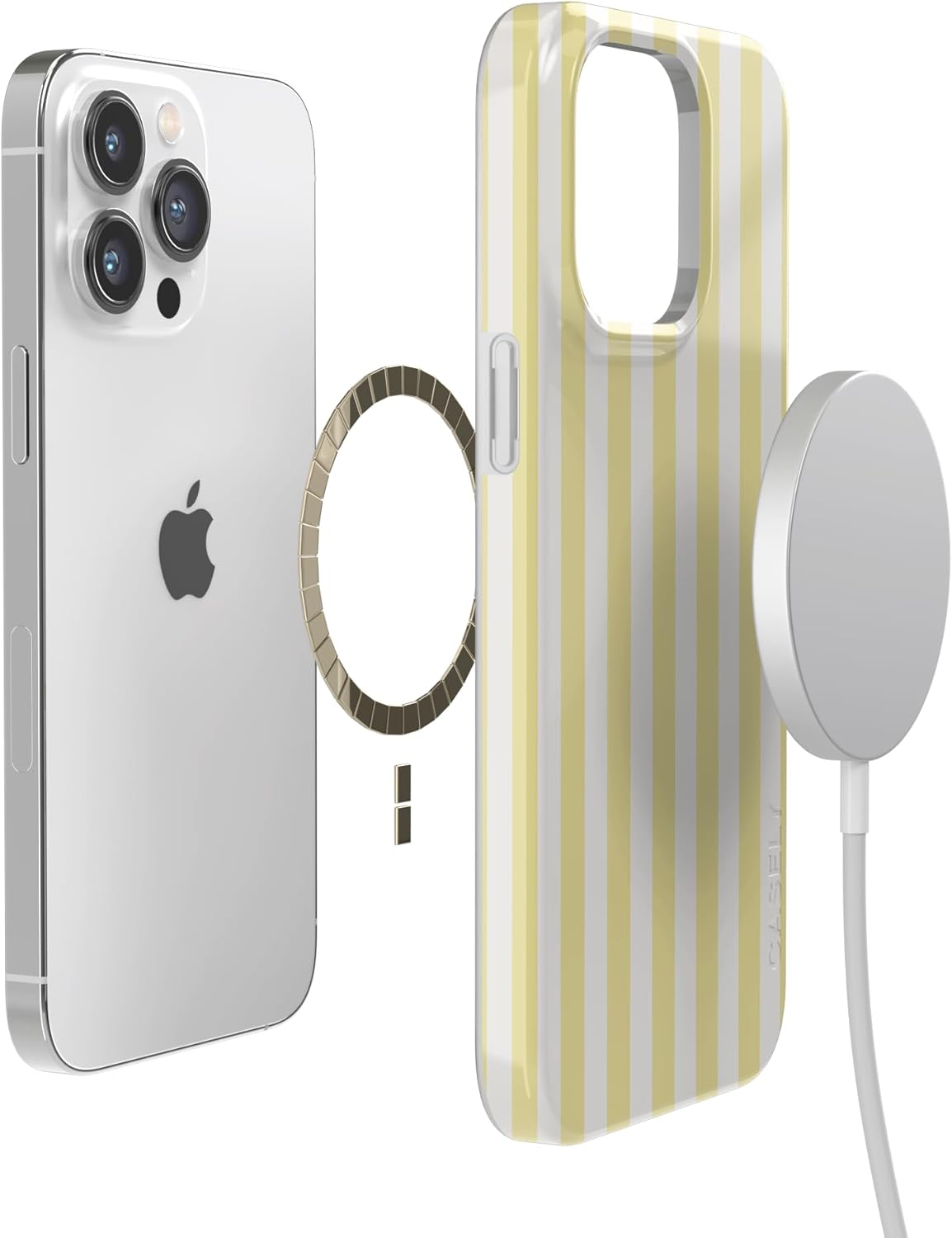 Casely iPhone 14 Pro Case | Butter Yellow Stripes | Sunday Best | Compatible with MagSafe | Classic Ultra Slim Design