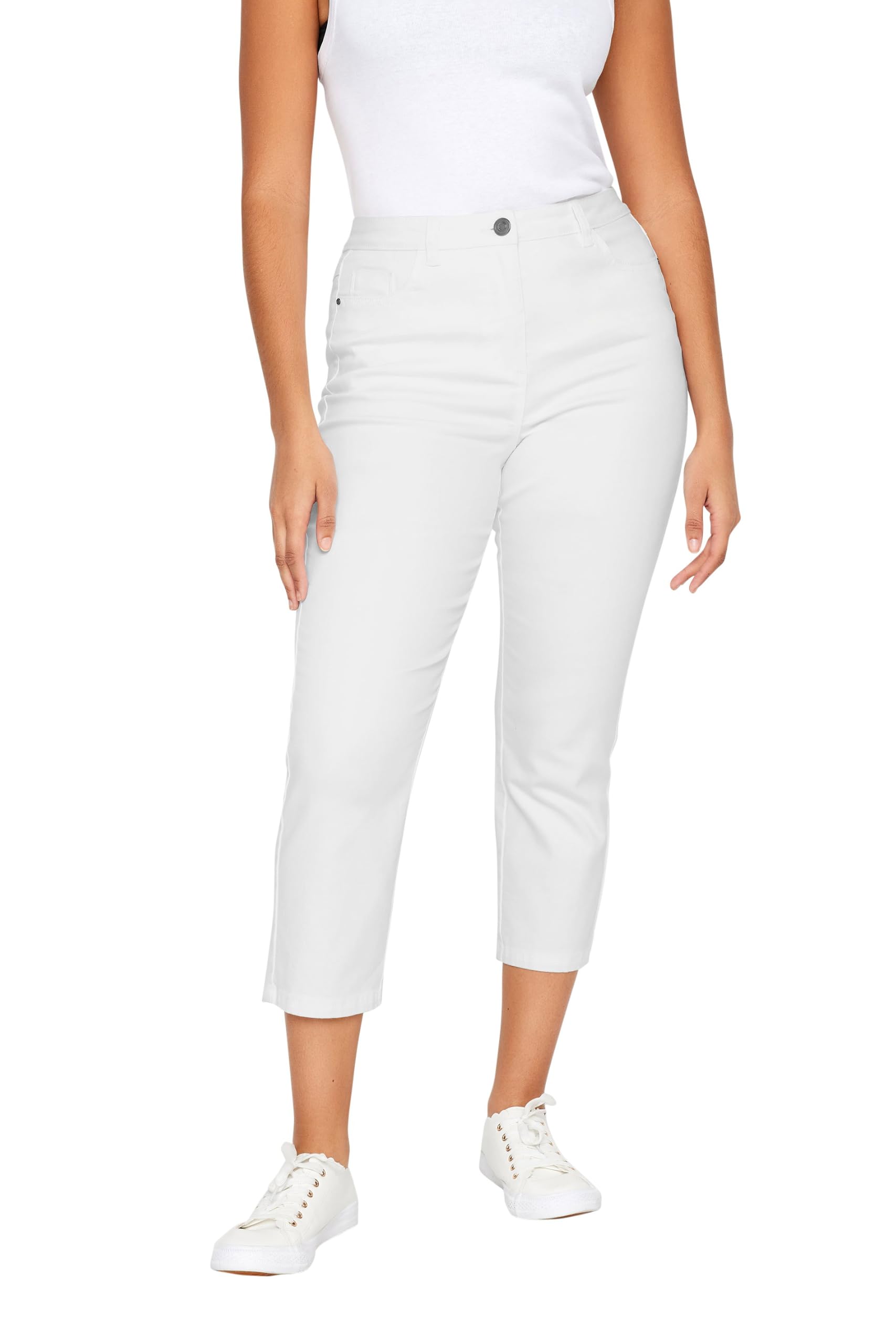M&Co Women's White Cropped Jeans