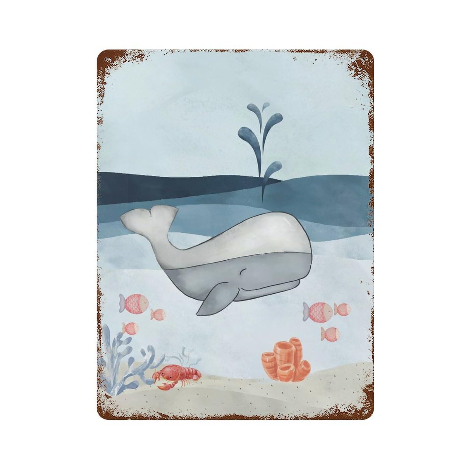 Whale Sea Nursery 15.7"x11.8" Retro Metal Sign, Industrial Home Decor for Basement, Hobby Room And Garage Decor