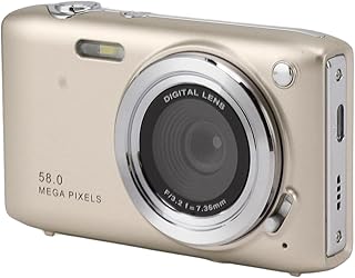 Câmera digital 4K, câmera compacta fina e leve com zoom 16X com foco automático para vlogging (ouro)