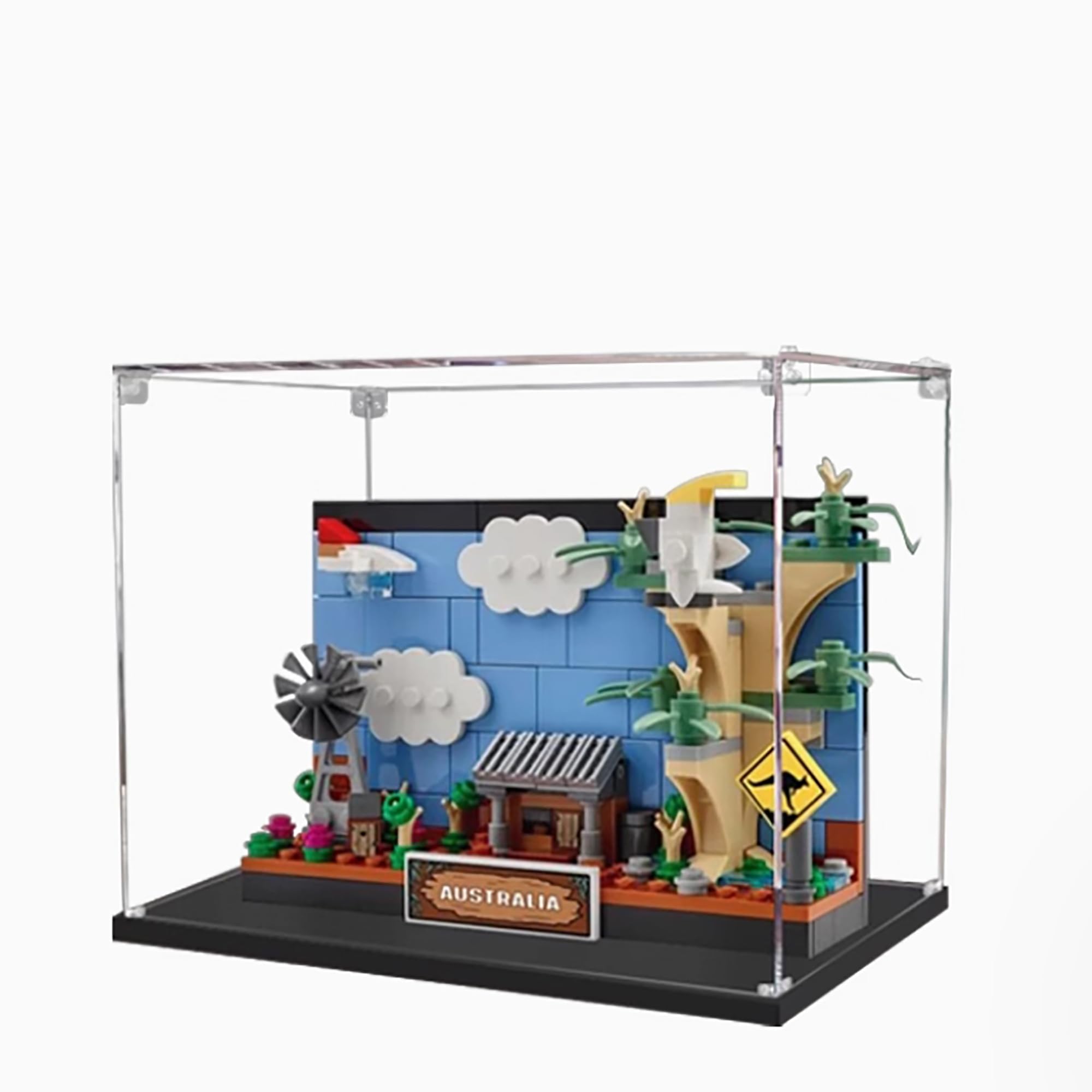 Acrylic Display Case for Lego 40651 Australian Postcard Model, 3mm Dustproof Display Box, Display Case Compatible with Lego 40651 (Transparent Build 2MM)