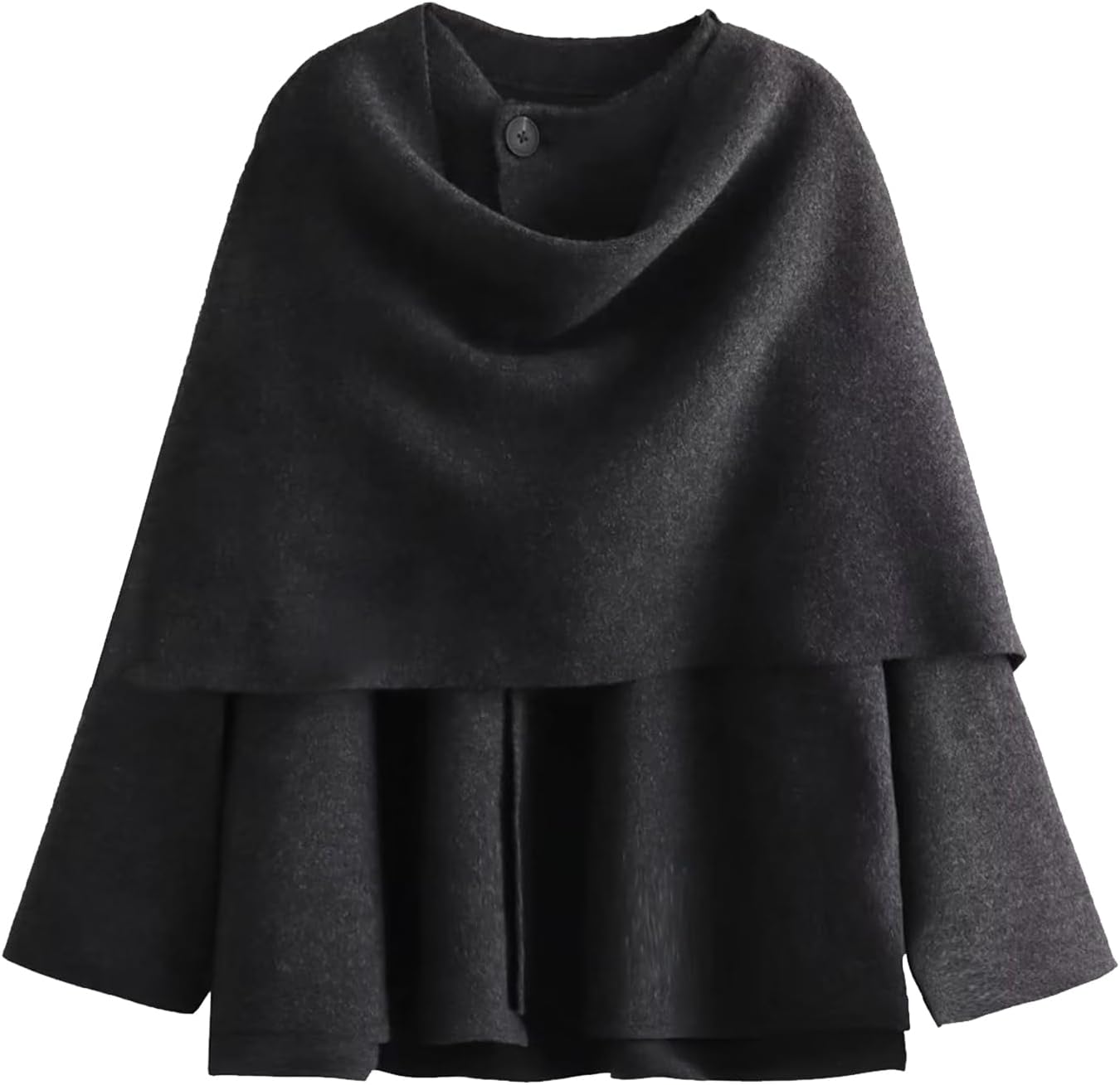 Womens Oversized Scarf Jacket Wool Blend Coat Long Sleeve Button Wool Coats Overcoats - Image 5