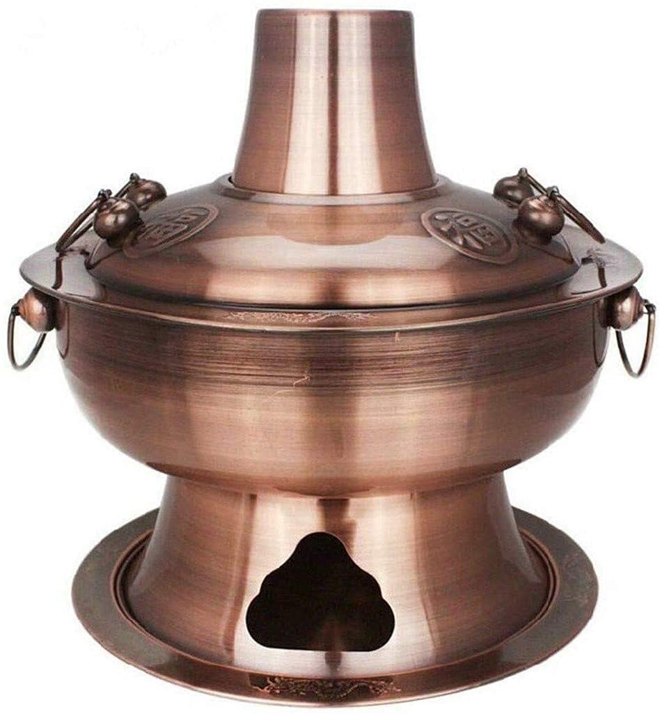 NGDFGR Copper Hotpot,Chinese Tranditional Hotpot,Hot Pot Mongolian,Pure Copper Vintage Shabu Steamboat Charcoal,