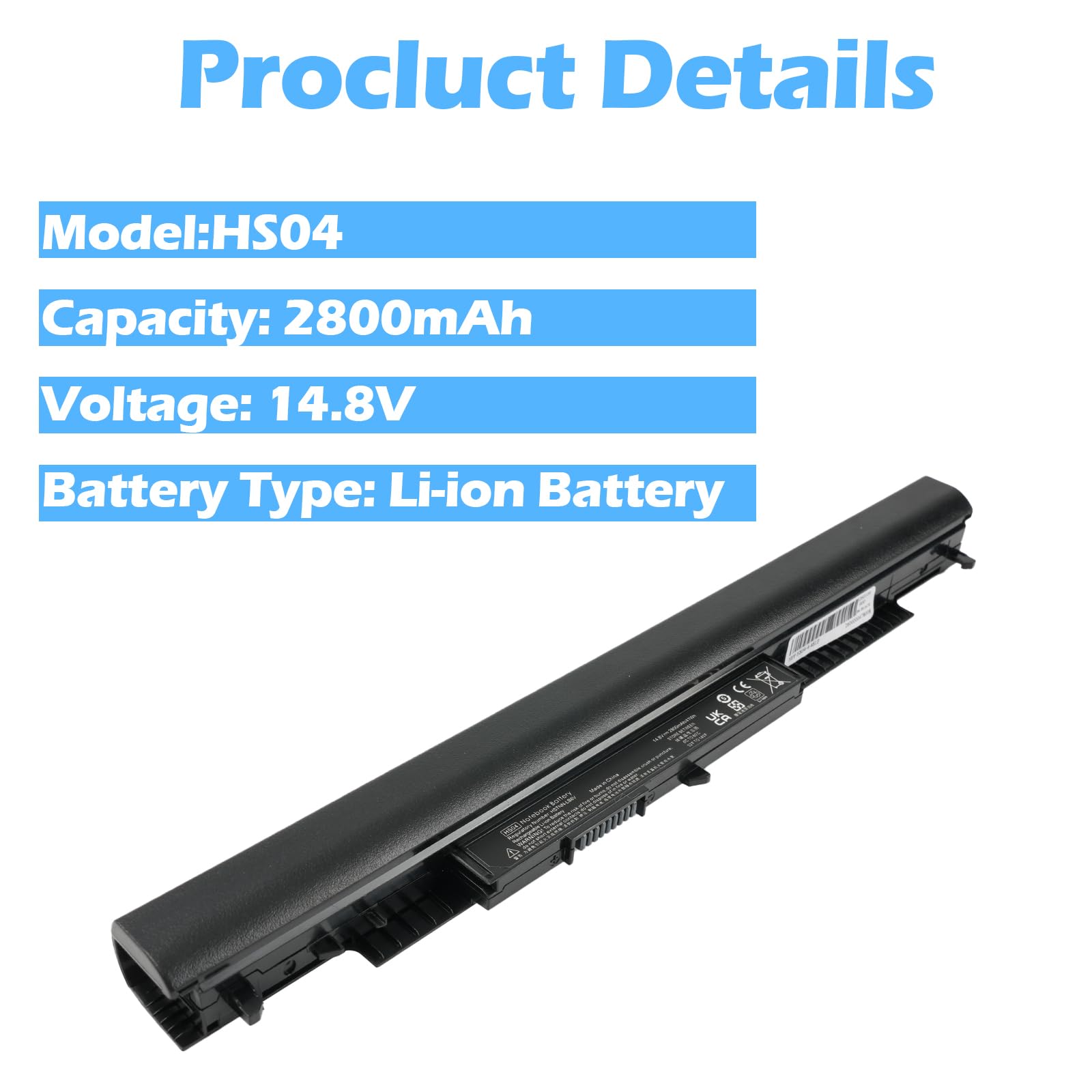 HS03 HS04 2800 mAh Batería para portátil HP 807957-001 807956-001 240 G4 245 G4 246 G4 250 G4 255 G4 256 G4 Pavilion 14 15 Batería para portátil, HSTNN-LB6V HSTNN-LB6U TPN-I119 TPN-I120