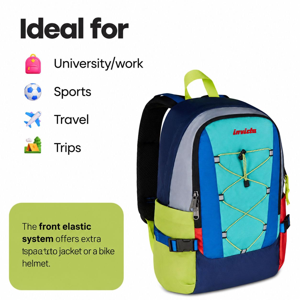 Invicta Act Plus Mochila Business 25L para Portátil 15,6", con Compartimento para Botella, Ideal para Trabajo, Universidad y Viajes, Unisex, Turquesa