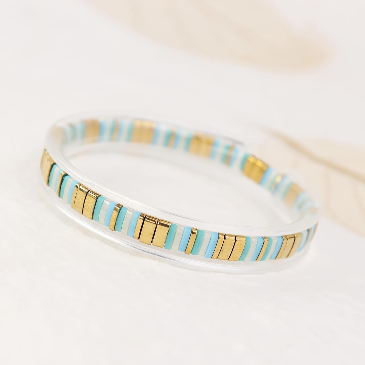 Tila Flat Beaded Bracelets for Women, Unique Colorful Square Beads Miyuk Link Stackable Stretch Bracelet Beach Summer Trendy Jewelry Gift - Image 5