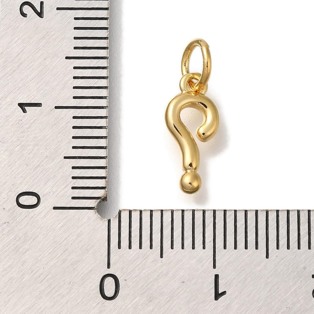 Clotiry 10Pcs Polished Brass Question Mark Charms Cute Golden Writting Punctuation Charms for Jewelry Making Necklace Pendants - Image 2