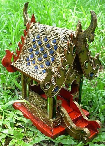 Templo tailandés de la casa del espíritu del budismo tallado con joyas 8x6x6 hecho de Tailandia