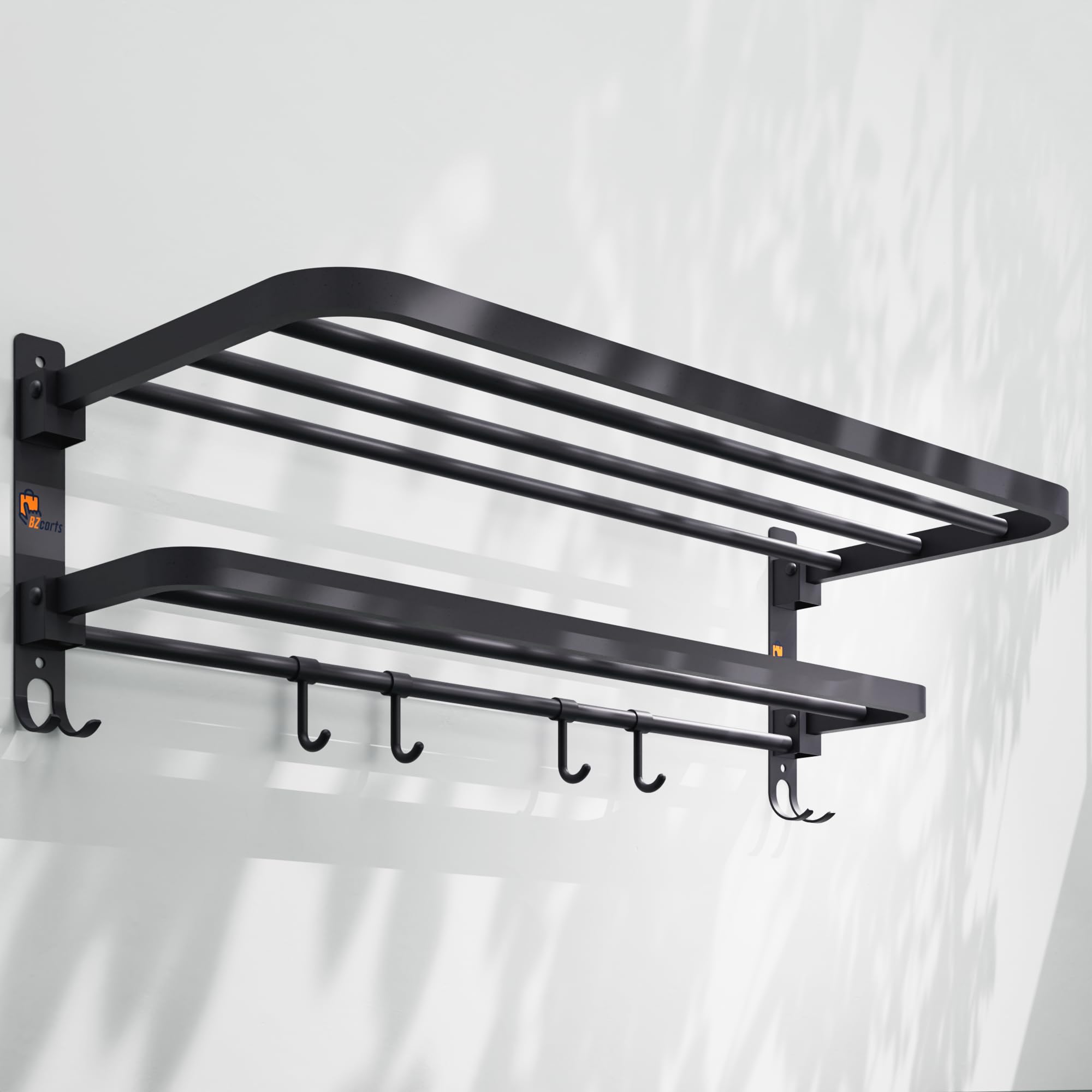 Bzcarts Bath Accessories Premium 304 Stainless Steel Folding Towel Rack for Bathroom Accessories (24 Inch- Chrome Finish, Silver) Made in India (Silver 2) (24 Inch, Black) (B0D9NH9R6L) Amazon Price History, Amazon Price Tracker