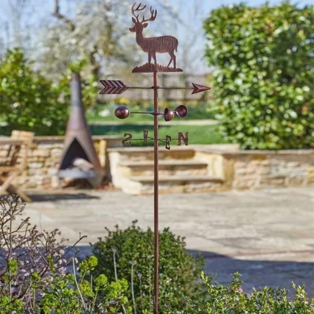 Garden Mile Bronze 170Cm Stag Weathervane For Gardens Metal Garden Stakes Outdoor Animal Ornament Gardens Stakes Weathervane