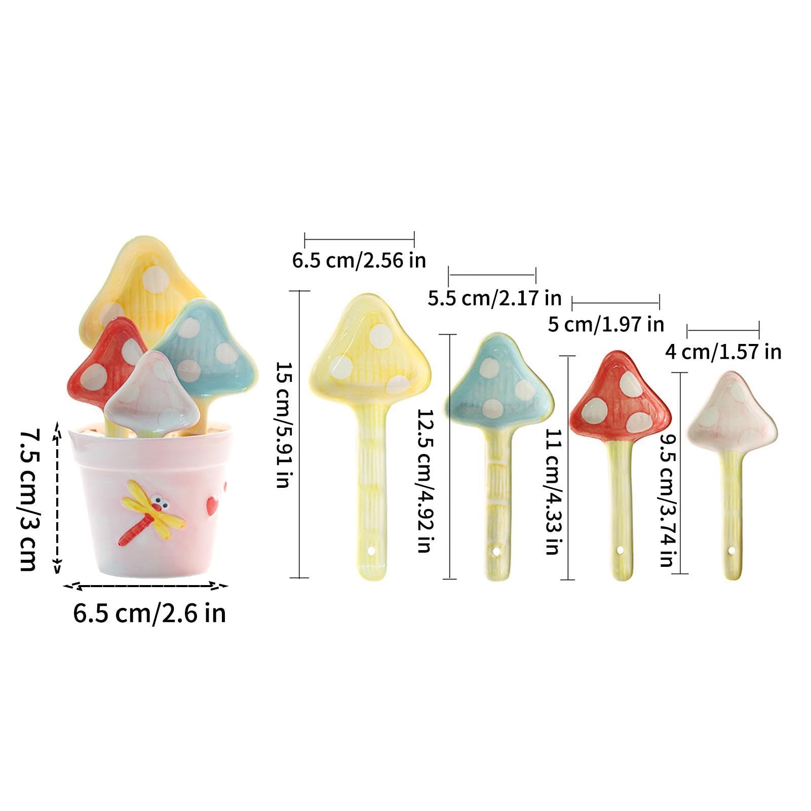Cucharas y tazas medidoras de cerámica de 5 piezas | Horneado en forma de