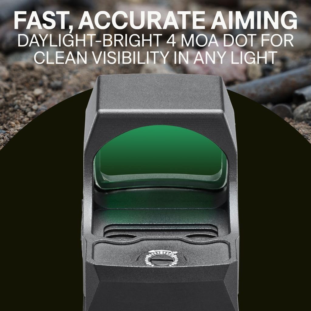 Bushnell RXS-10G Green Dot Sight – 4 MOA, DeltaPoint Pro Footprint, Aluminum Housing, Shake Awake, Auto Brightness