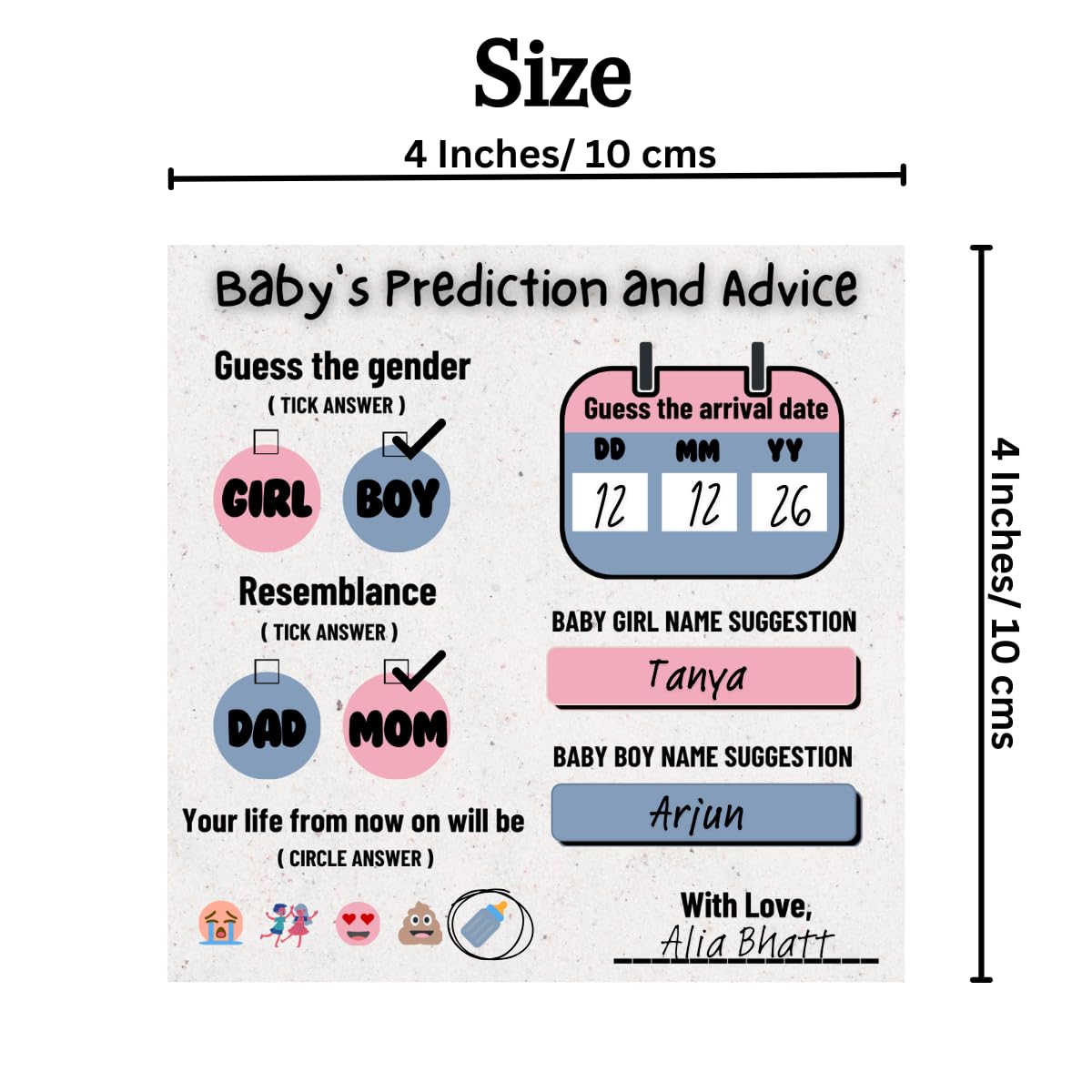The Decor Cycle, Pack of 20 cards, Baby Shower Decoration Items Gift Cards for Games Wishes Baby Prediction, advice and Name Suggestion Cards Family Members, 4x4 Inches 1