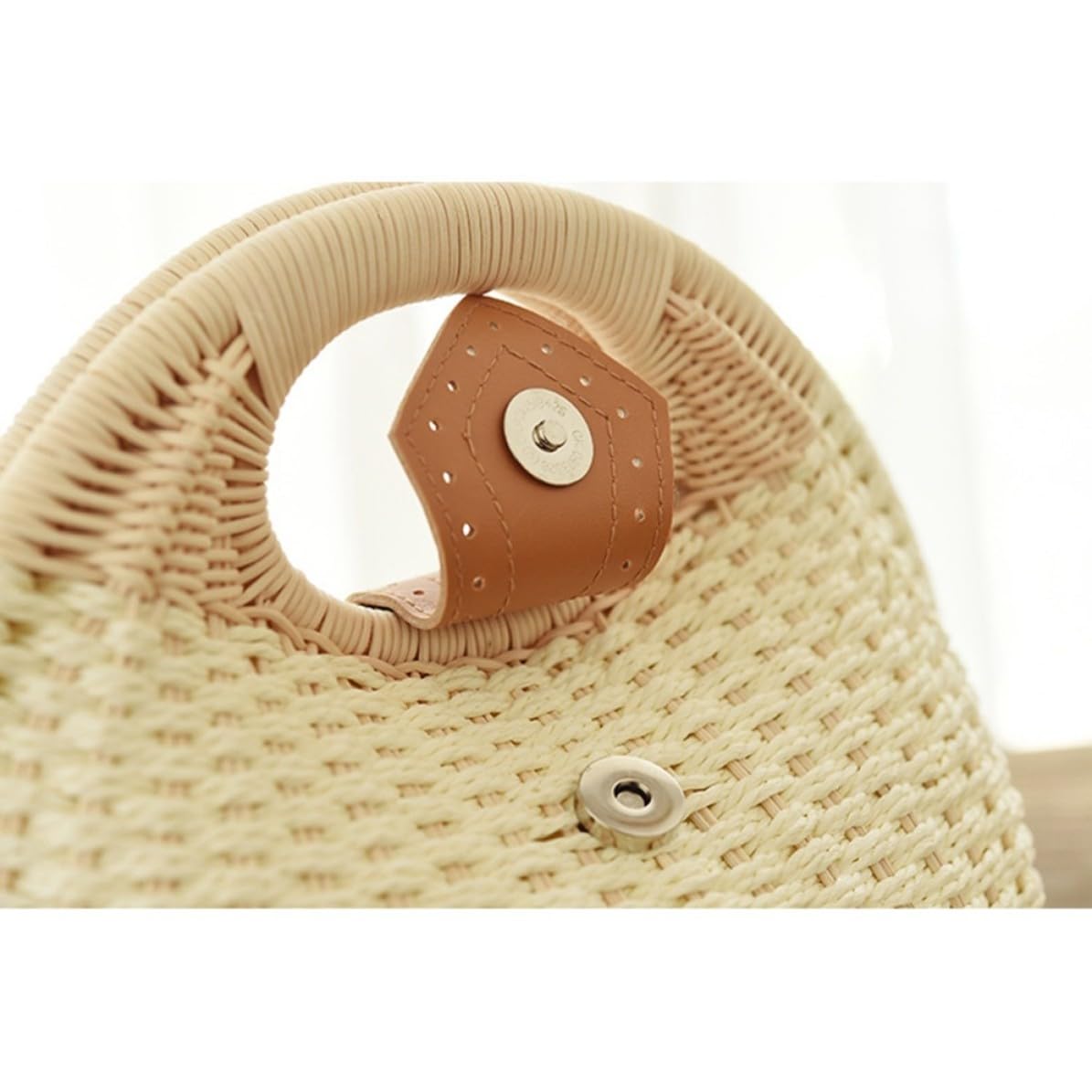 Vaguelly Bolso de Paja para Mujer Ligero Diseño Mano Estilo Beige para Playa y Uso Diario