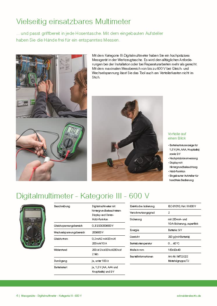 Schneider Electric IT23212 ultiètre nuérique de Poche Cat III 300V