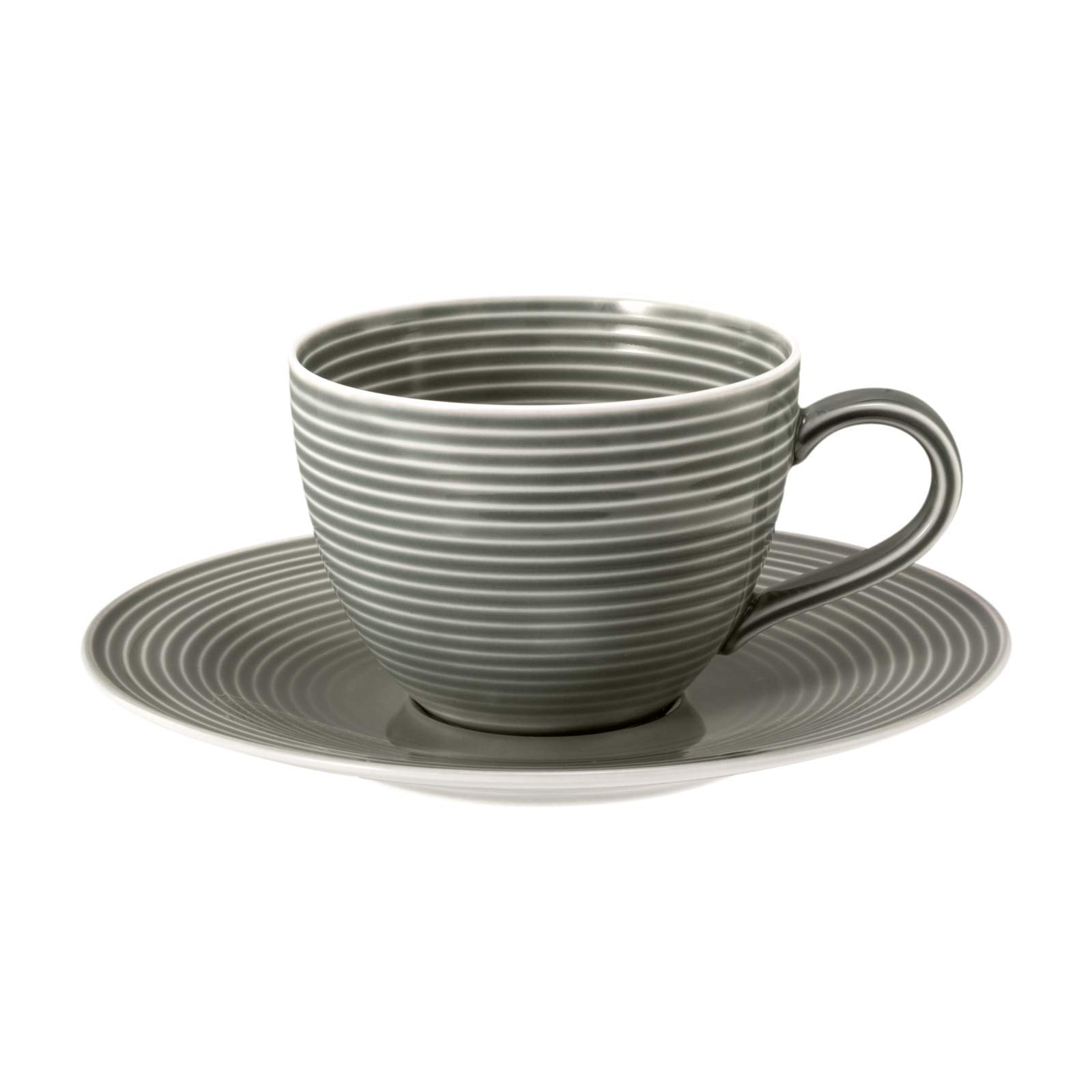 Seltmann Kaffeetasse 0,26 l - 2-TLG. Beat Sandbeige, Arktisblau, Perlgrau, Salbeigrün - Kaffeetasse mit Untertasse - Farbe und Menge wählbar (Perlgrau, 6)