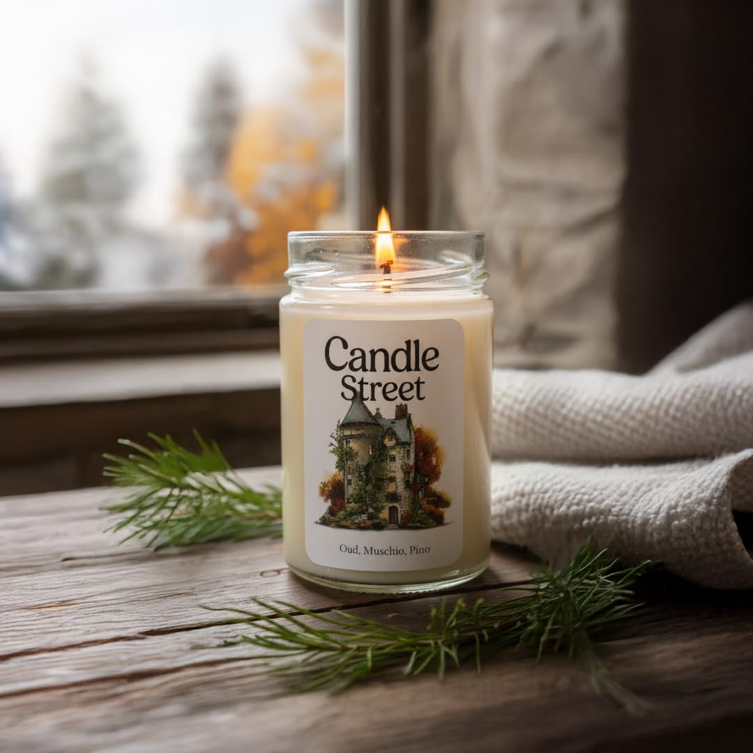 3 x 2 Candle Street – Set mit 3 mittelgroßen Duftkerzen 185 g | Lange Brenndauer 40 Stunden | Patchouli-Sandelholz Bernstein, Oud Moschus Kiefer, Schokolade Karamell Kekse | Geschenkidee für Zuhause