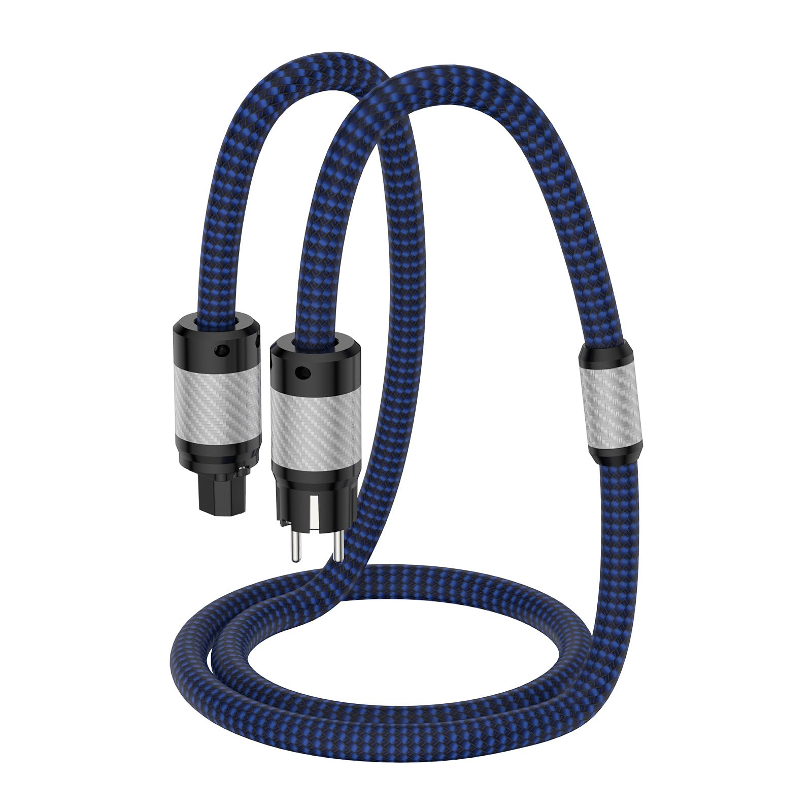 Cavo di alimentazione HiFi Cavo di alimentazione High End 4N OFC C15 Spina a 3 pin in fibra di carbonio Tubo flessibile intrecciato in nylon di alta qualità Cavo di alimentazione per subwoofe