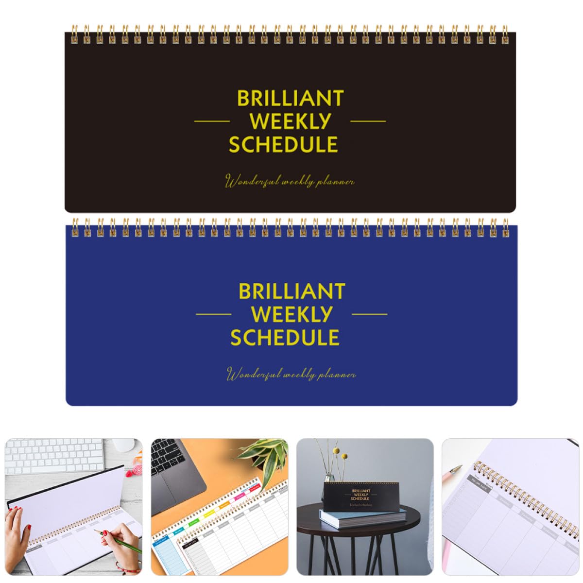 SECFOU Agenda Planner Settimanale da Ufficio 2 Pezzi, Taccuino Resistente Usura Copertina in Carta e Ferro, Diario di Pianificazione Portatile per Gestione Impegni e Organizzazione