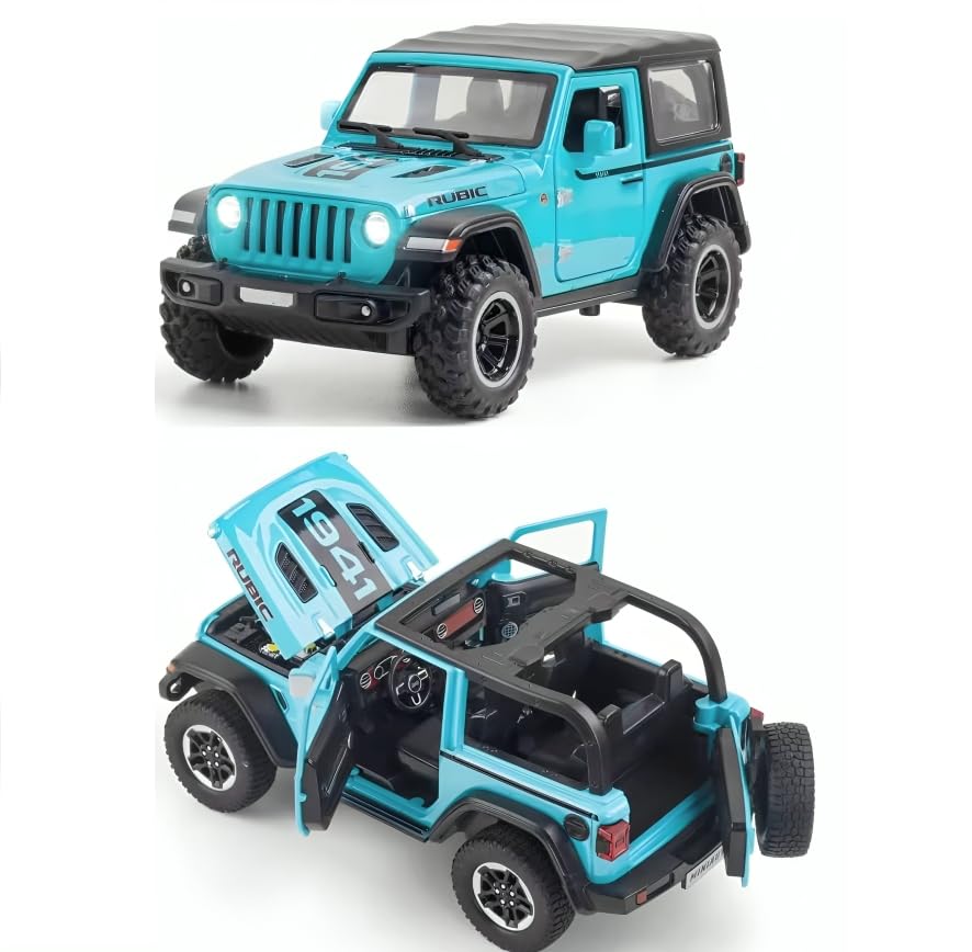 Sky Tech® Jeep Wrangler Rubicon Alloy Pickup 1:32 Scale Model Car Exclusive Alloy Metal Car Die-cast Scale Model Pullback Toy with Sound & Light Music Best Gifts Toys Kids【Colors as Per Stock】-image-20