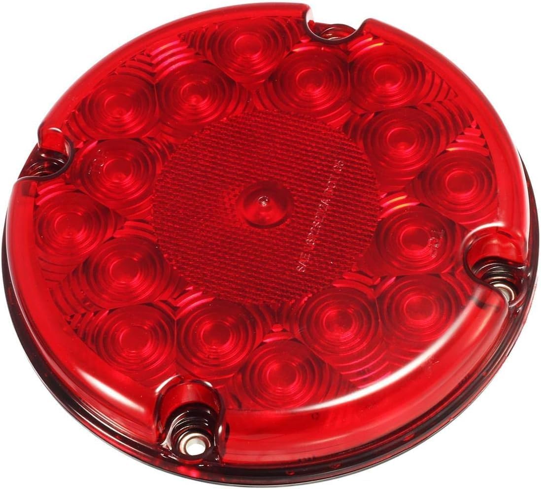 All Star Truck Parts 2x 7 Inch Round Led Trailer Tail Lights Red 17 LED Reflex Lens Submersible Truck Trailer Bus RV UTV Motorhome Rear Stop Turn Tail Brake Lights Lamps Sealed Surface Mount 10-30V