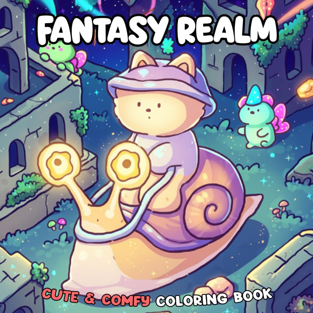 Cute Fantasy Realm Coloring Book: A Wholesome and Relaxing Coloring Journey Through Mystical Realms Filled with Cute Characters and Imaginative Details