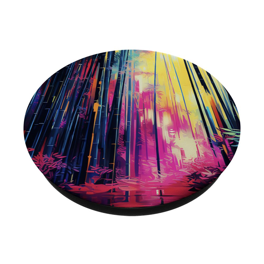 Capturing Nature's Essence Bamboo's Glitch Artistry Finest PopSockets Swappable PopGrip, Black - Image 2
