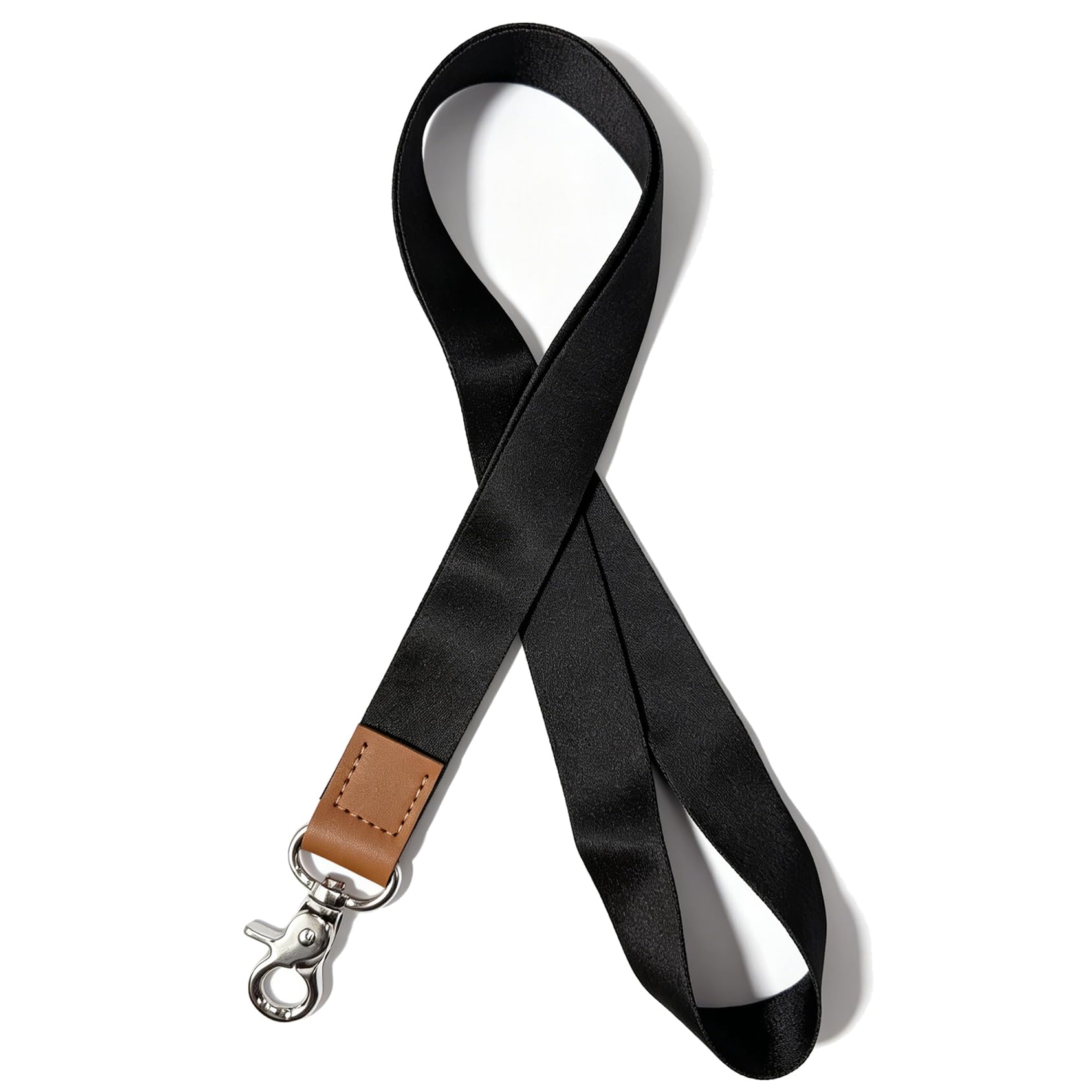 Lanyard for Keys and ID Badges, Neck Lanyard with Metal Clasp, Polyester Lanyard with Leather Accent