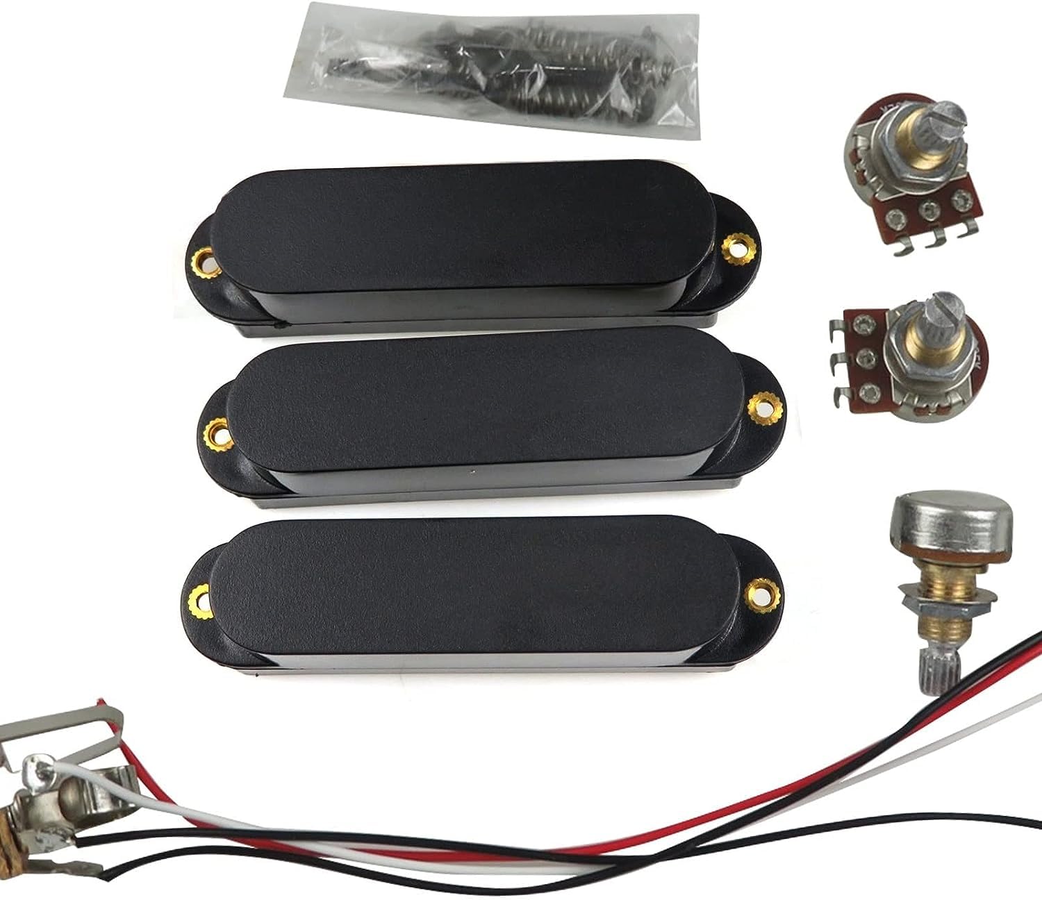Pickup für Akustikgitarre, Pickup für Gitarre Pickup Aktive Single-Coil mit Zubehör-Set für Töpfe für den Austausch von E-Gitarrenteilen für ST Gitarre