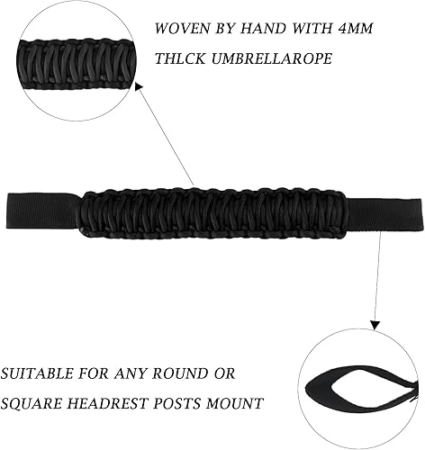 Miniatura 5 de Teguangmei Asas de agarre de paracaídas, mango de agarre para reposacabezas delantero compatible con J-eep Wrangler TJ JK JL JT Land Cruiser FJ