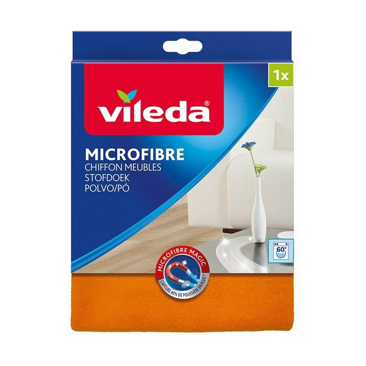 Vileda 126588 Microfibre Dust Cloth – Removes Dust, without Raise Dust – Pack of 3,Orange